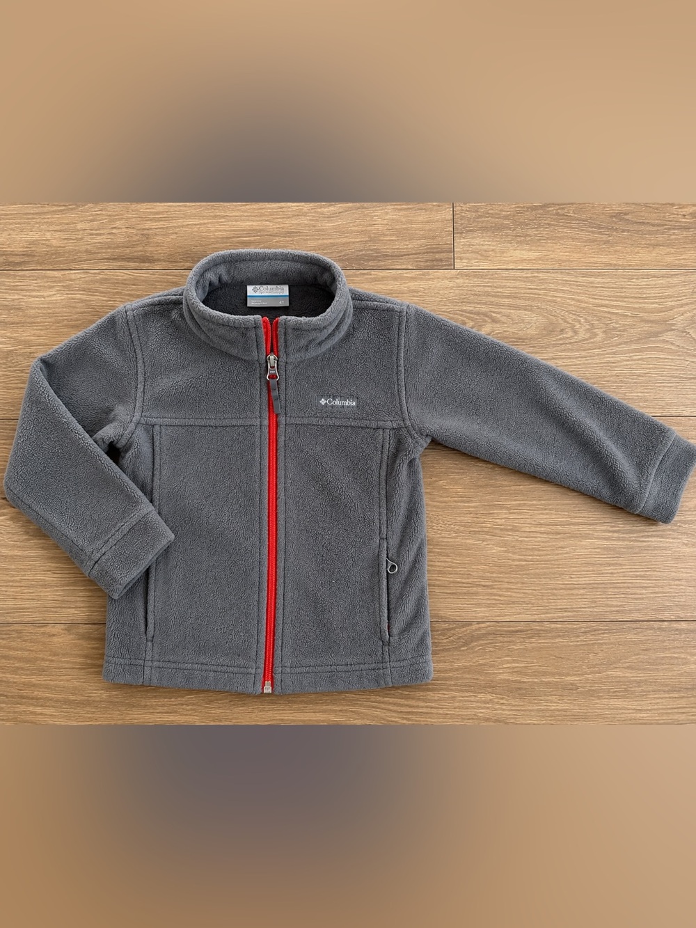 Columbia Gray Fleece Jacket with Blue Accent
